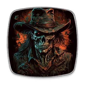 Untoter Cowboy - Viereckiger Kühlschrankmagnet - Weiß - Vorne