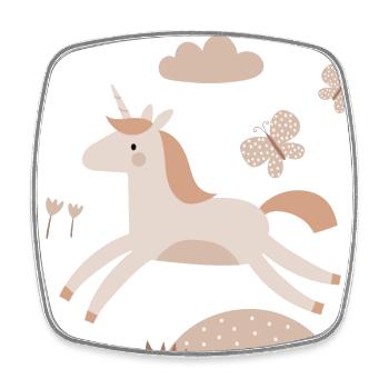 Unicorn and butterflies | Modern and boho - Square fridge magnet - white - Front