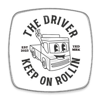 The Driver - Viereckiger Kühlschrankmagnet - Weiß - Vorne