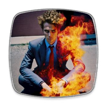 Burning Man 01 - Square fridge magnet - white - Front