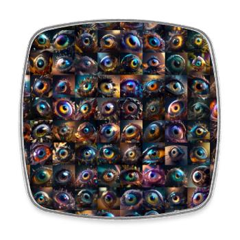 Scopesthesia - 100 strange eyes - Square fridge magnet - white - Front