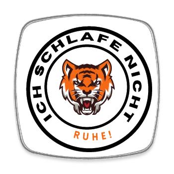 Tiger, Lustigetiger, Text,Cartoon - Viereckiger Kühlschrankmagnet - Weiß - Vorne