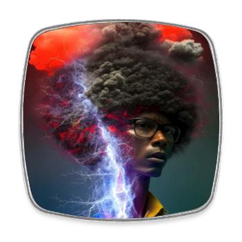 Portrait elektrik 12 - Square fridge magnet - white - Front