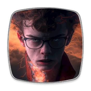 elektrik Portrait - Lightning and Inner Fire - Square fridge magnet - white - Front
