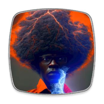 elektrik portrait - Afro Lightning and Lightning - Square fridge magnet - white - Front