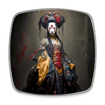 Geisha Zombie 01 - Viereckiger Kühlschrankmagnet - Weiß - Vorne