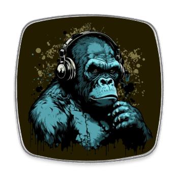 Gorilla Disc Jockey - Viereckiger Kühlschrankmagnet - Weiß - Vorne