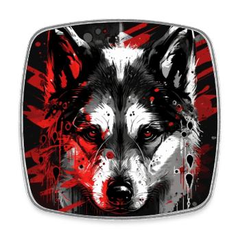 Chien Husky - Magnet carré - blanc - Devant