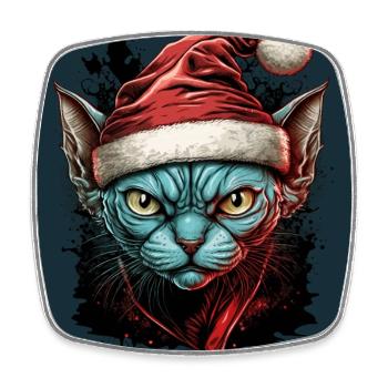 Siamkatze mit Weihnachtsmannmütze - Viereckiger Kühlschrankmagnet - Weiß - Vorne