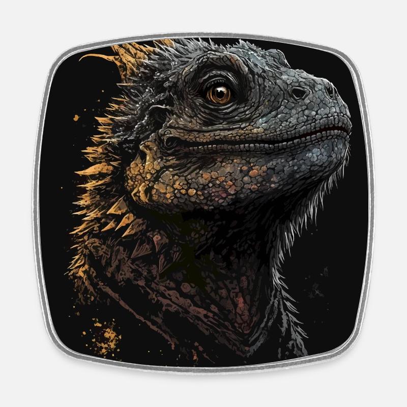 Bearded dragon - Square fridge magnet - white