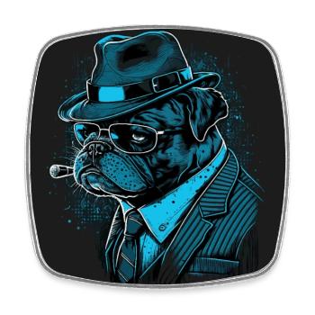Commissaire Pug - Magnet carré - blanc - Devant