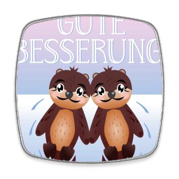 Gute Besserung - SEEOTTER - PAARE - Viereckiger Kühlschrankmagnet - Weiß - Vorne