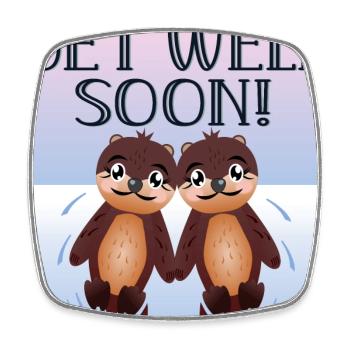 Get Well Soon Wishes - Sea Otter - ANIMAL - Square fridge magnet - white - Front