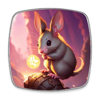 Fantasy Rodent Warrior Artwork pour Kids Fancy Rat - Magnet carré - blanc - Devant