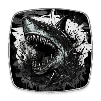 Shark in a bad mood - Square fridge magnet - white - Front