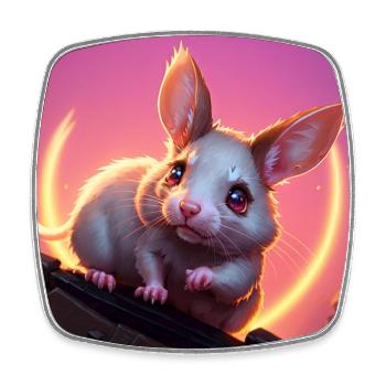 Fantasy Rodent Warrior Artwork pour Kids Fancy Rat - Magnet carré - blanc - Devant