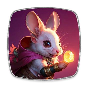Fantasy Rodent Warrior Artwork pour Kids Fancy Rat - Magnet carré - blanc - Devant