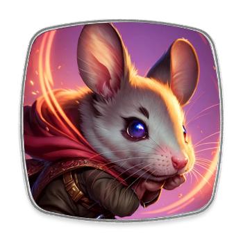 Fantasy Nagetier Krieger Kunstwerk für Kinder Fancy Ratte - Viereckiger Kühlschrankmagnet - Weiß - Vorne