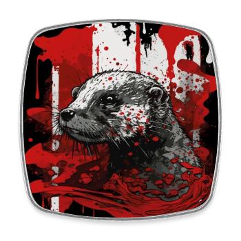 Loutre de rivière eurasienne - Magnet carré - blanc - Devant