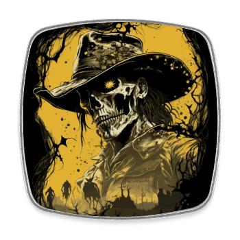 Untoter Cowboy - Viereckiger Kühlschrankmagnet - Weiß - Vorne