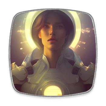 Astronaut Jill - AI Art - Square fridge magnet - white - Front