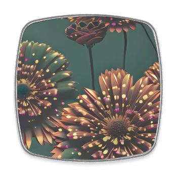 Flowers with dots - Square fridge magnet - white - Front