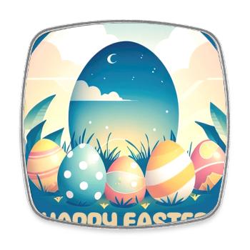 Happy Easter, Easter Egg - Square fridge magnet - white - Front