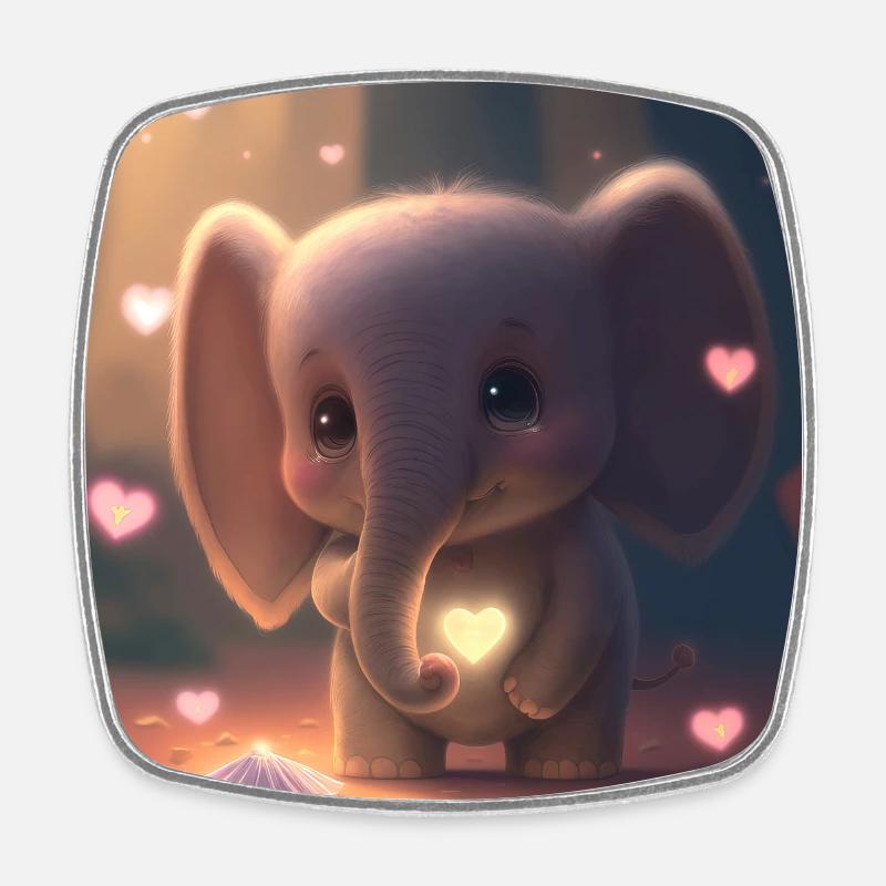 baby elephant - Square fridge magnet - white