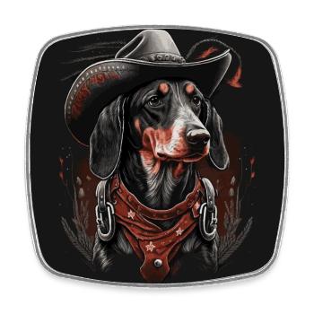 Dackelcowboy - Viereckiger Kühlschrankmagnet - Weiß - Vorne