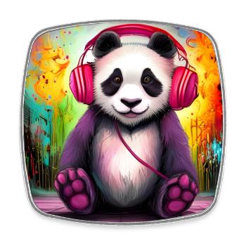 Panda DJ mit bunten Kopfhörern - Viereckiger Kühlschrankmagnet - Weiß - Vorne
