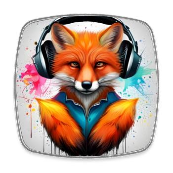 Fuchs mit Kopfhörer Hoodie Kunst - Viereckiger Kühlschrankmagnet - Weiß - Vorne