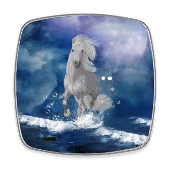 La majesté des loups avec le feu et l’eau - Magnet carré - blanc - Devant
