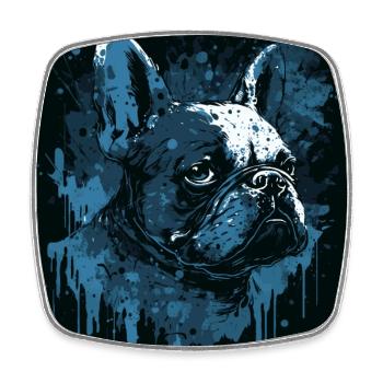 Französische Bulldogge - Viereckiger Kühlschrankmagnet - Weiß - Vorne