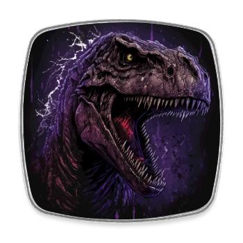 T-Rex schaut böse - Viereckiger Kühlschrankmagnet - Weiß - Vorne
