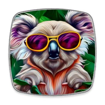 Bunter Koala mit Sonnenbrille - Viereckiger Kühlschrankmagnet - Weiß - Vorne