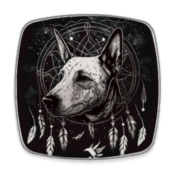 Bullterrier und Traumfänger - Viereckiger Kühlschrankmagnet - Weiß - Vorne