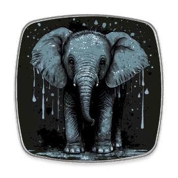 Mignon bébé éléphant - Magnet carré - blanc - Devant
