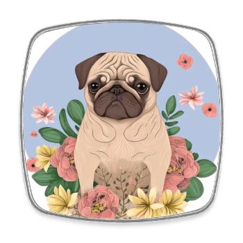 Mops - Viereckiger Kühlschrankmagnet - Weiß - Vorne
