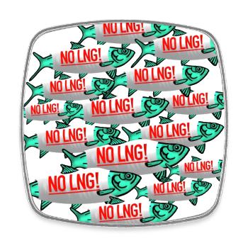 Demo fish against LNG - Square fridge magnet - white - Front