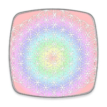 Blume des Lebens weiß - 5. Dimension - Viereckiger Kühlschrankmagnet - Weiß - Vorne