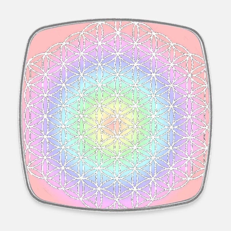 Blume des Lebens weiß - 5. Dimension - Viereckiger Kühlschrankmagnet - Weiß
