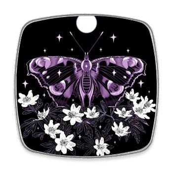 Moth moth with wood anemone - Square fridge magnet - white - Front