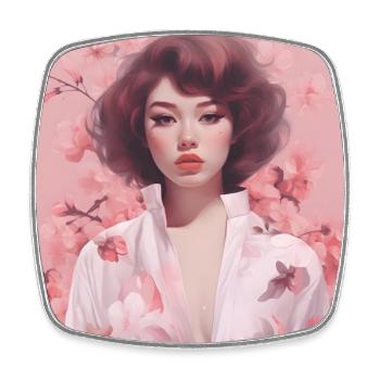 Aesthetic Cherry Blossom Sakura Japanese Beautiful - Square fridge magnet - white - Front