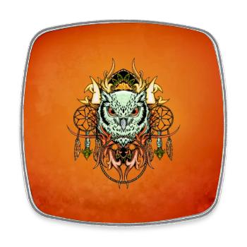 Elegant owl with dream catcher - Square fridge magnet - white - Front