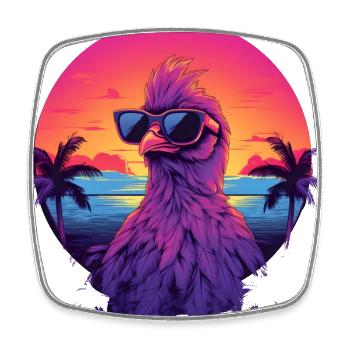 Synthwave Chicken Sunset - Magnet carré - blanc - Devant