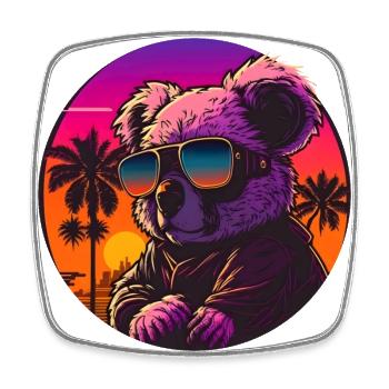 Synthwave Koala Sunset - Square fridge magnet - white - Front