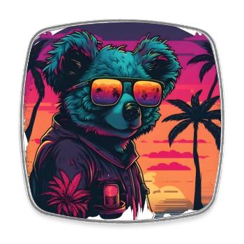 Synthwave Koala Sunset - Square fridge magnet - white - Front