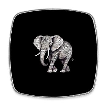 Ornamental elephant with background - Square fridge magnet - white - Front