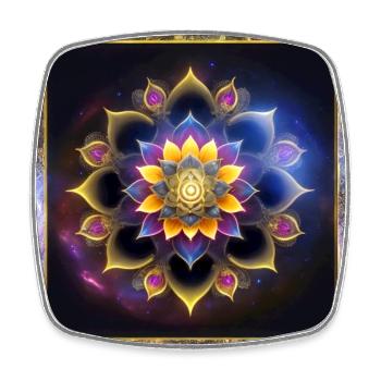 Mandala Lotusblume - Viereckiger Kühlschrankmagnet - Weiß - Vorne
