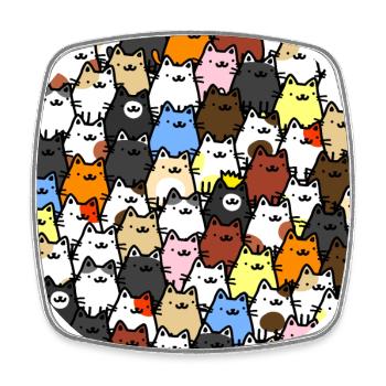 Pack of Cute Cartoon Cats: Adorable Feline - Square fridge magnet - white - Front